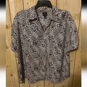 Leopard Print Button-Up Blouse